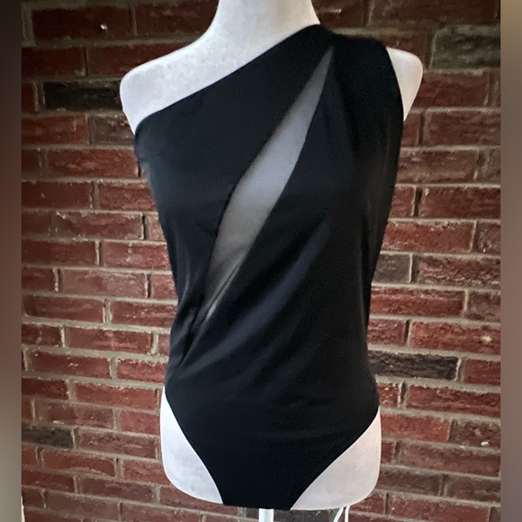 VERSACE Slashed One-Shoulder One-Piece Swimsuit Size 4 - Picture 4 of 9